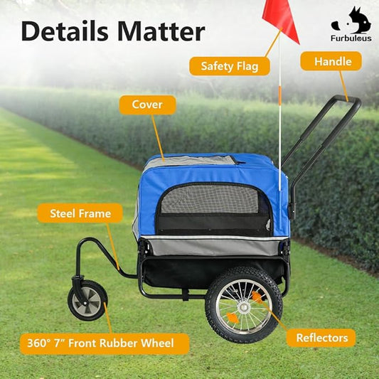 2-in-1 Pet Bike Trailer & Dog Stroller – Foldable Bicycle Carrier
