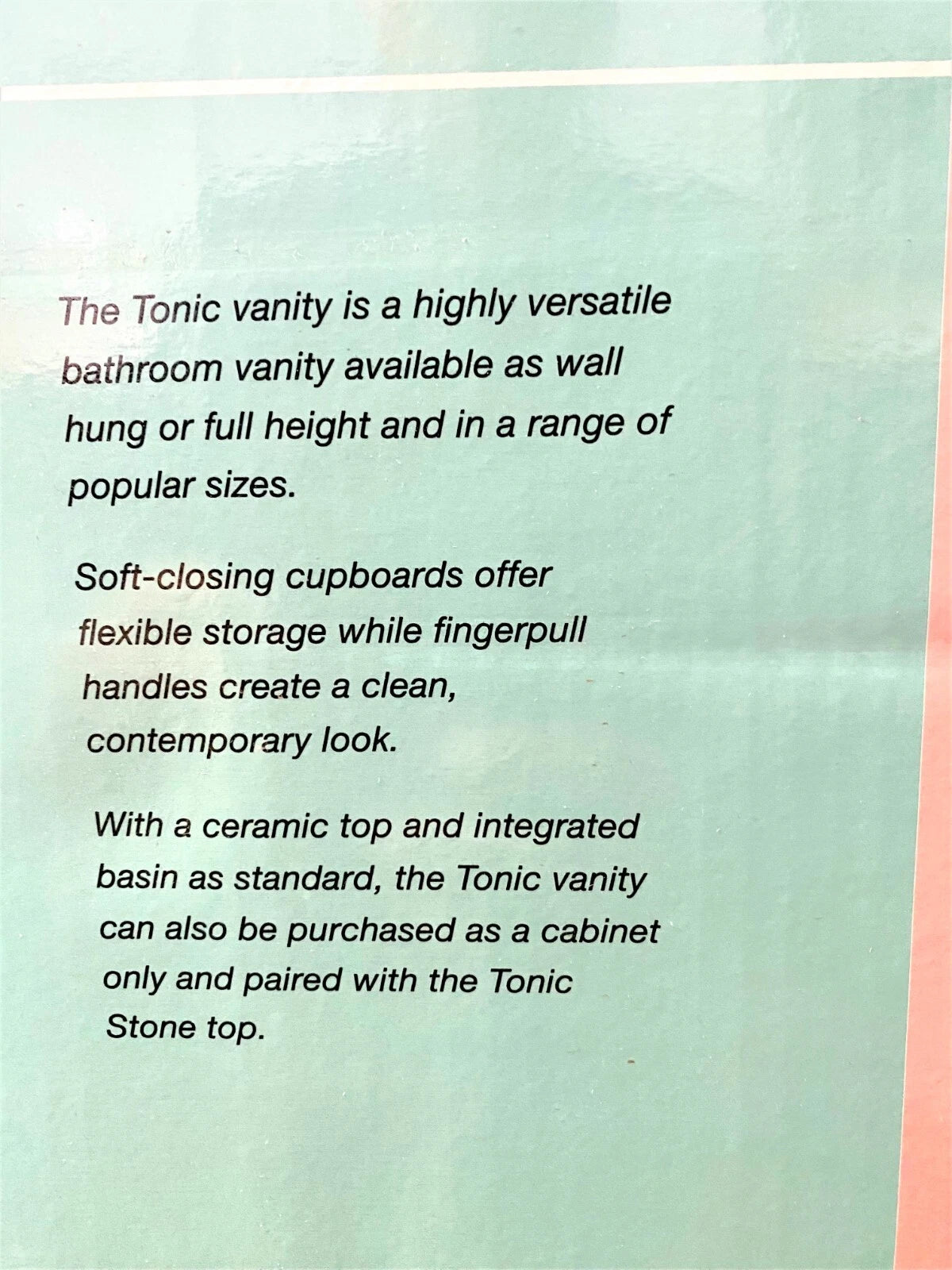 Cibo Design Tonic 60w x 46d x 50h cm Wall Hung Vanity White Gloss- Ceramic Top