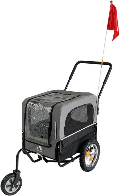 2-in-1 Pet Bike Trailer & Dog Stroller – Foldable Bicycle Carrier