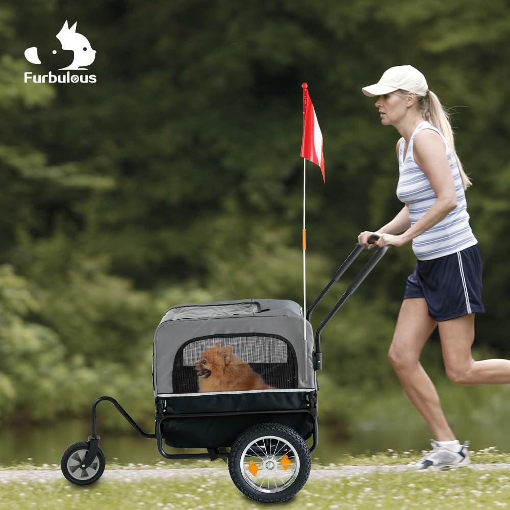 2-in-1 Pet Bike Trailer & Dog Stroller – Foldable Bicycle Carrier