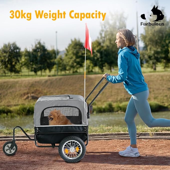 2-in-1 Pet Bike Trailer & Dog Stroller – Foldable Bicycle Carrier