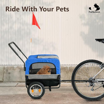 Furbulous 2-in-1 Pet Bike Trailer and Jogging Stroller - Grey/Black