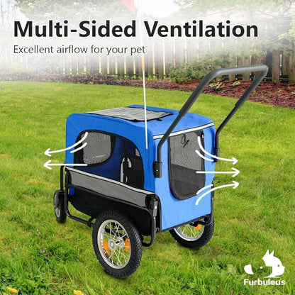 Furbulous 2-in-1 Pet Bike Trailer and Jogging Stroller - Grey/Black