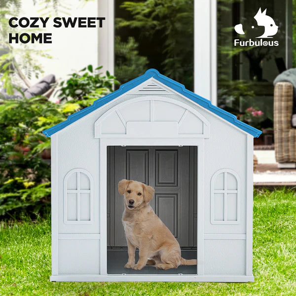 Outdoor Dog Kennel – Heavy Duty Weatherproof Plastic Dog House (Large)