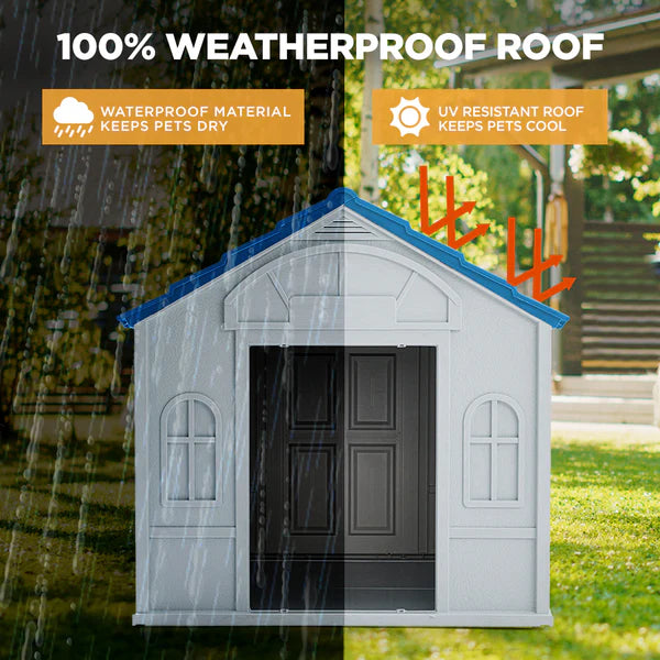 Outdoor Dog Kennel – Heavy Duty Weatherproof Plastic Dog House (Large)