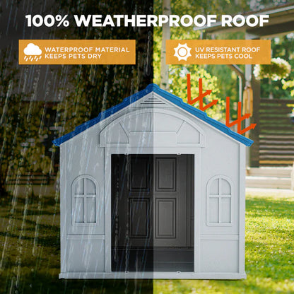 Outdoor Dog Kennel – Heavy Duty Weatherproof Plastic Dog House (Large)