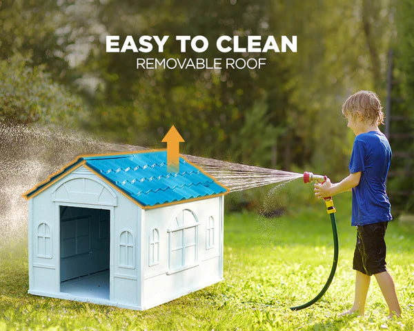 Outdoor Dog Kennel – Heavy Duty Weatherproof Plastic Dog House (Large)