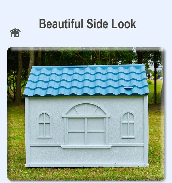 Outdoor Dog Kennel – Heavy Duty Weatherproof Plastic Dog House (Large)
