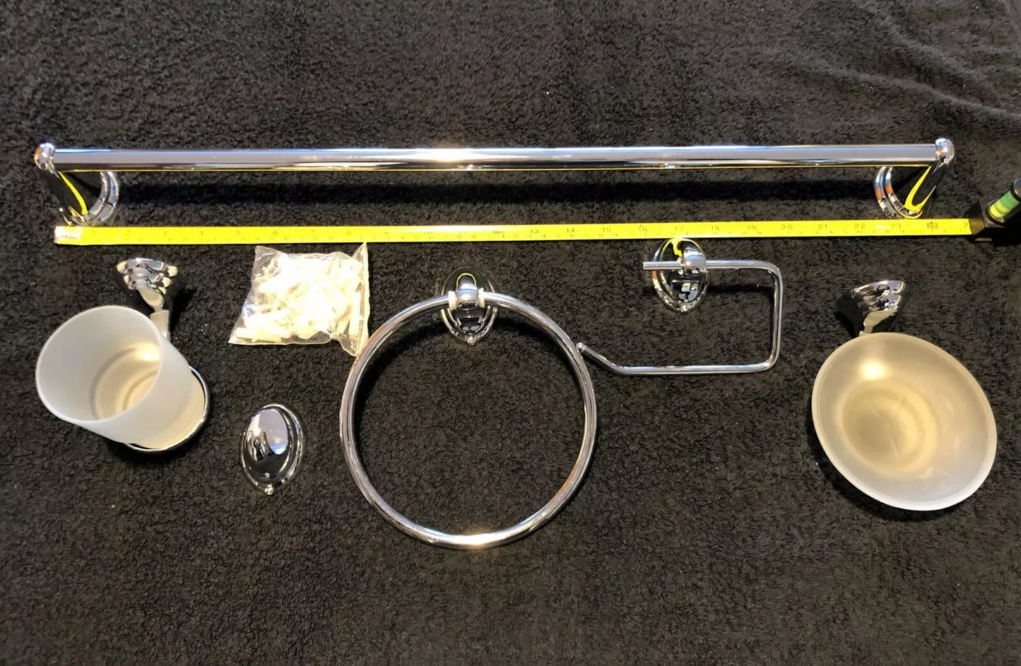 6pcs Chrome AQUILA Bathroom Accessories Set,Towel Rail,Toilet Roll Holder &more