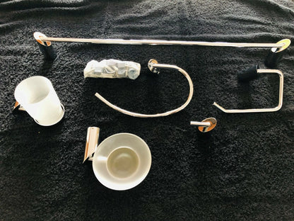 6pcs Chrome PEGASUS Bathroom Accessories Set,Towel Rail,Toilet Roll Holder &more