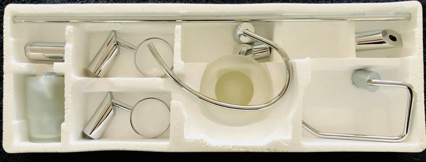 6pcs Chrome PEGASUS Bathroom Accessories Set,Towel Rail,Toilet Roll Holder &more