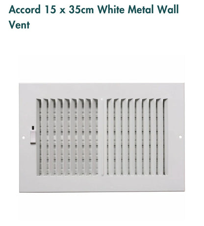 Accord 15 x 35cm White Metal Wall Vent