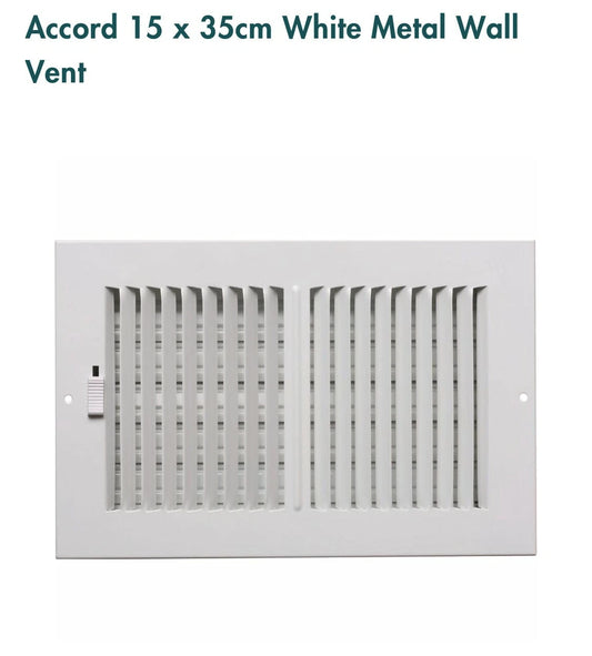 Accord 15 x 35cm White Metal Wall Vent