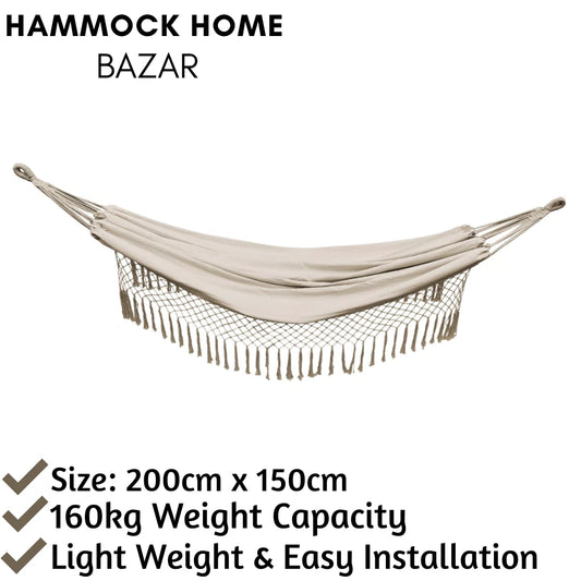 Home Bazar Gypsy Hammock Bed Outdoor Garden Camping Beach 200 x 150cm