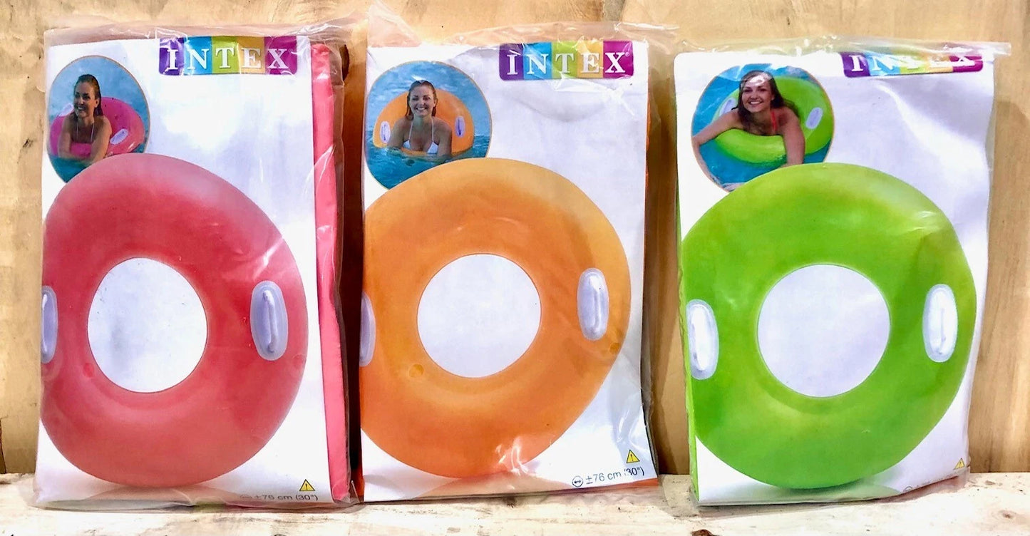 New Intex Neon Frost Inflatable Pool Swim Float Tube Ring Pink Orange or Green