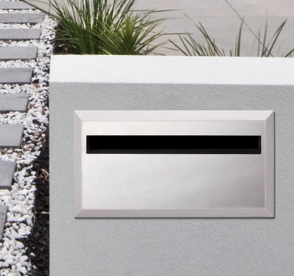 Sandleford 350mm Polished Aluminium Rear Opening Brick Insert Letterbox A4 Mail