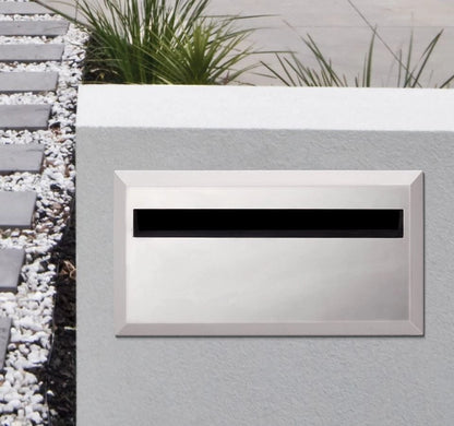 Sandleford 350mm Polished Aluminium Rear Opening Brick Insert Letterbox A4 Mail