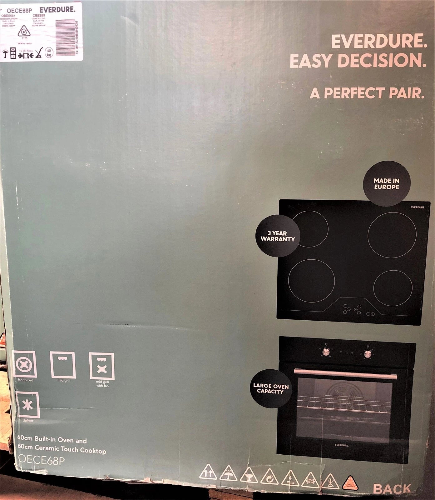 EVERDURE 60cm Ceramic Touch Cooktop & 60cm Built in Oven a perfect pair -OECE68P