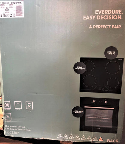 EVERDURE 60cm Ceramic Touch Cooktop & 60cm Built in Oven a perfect pair -OECE68P