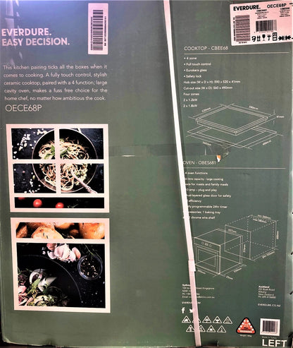 EVERDURE 60cm Ceramic Touch Cooktop & 60cm Built in Oven a perfect pair -OECE68P