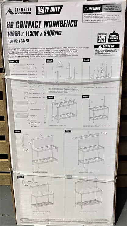 Pinnacle Garage workbench Heavy Duty 300kg 1150W x 1405H x 540D