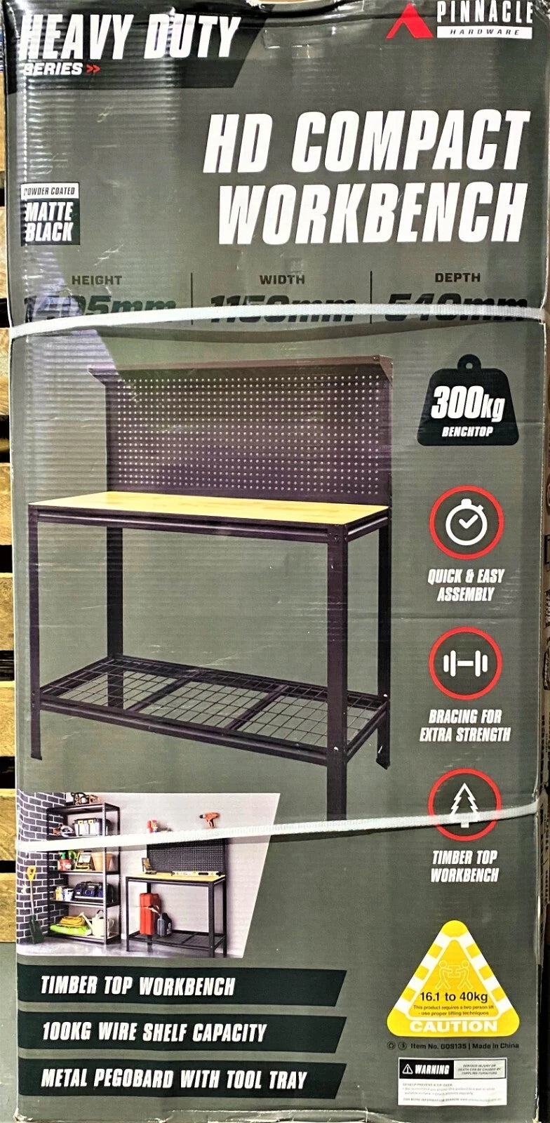 Pinnacle Garage workbench Heavy Duty 300kg 1150W x 1405H x 540D