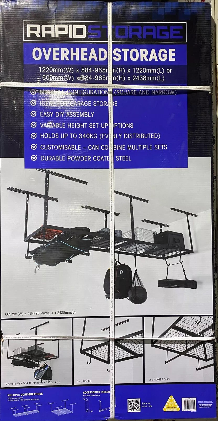 GARAGE OVERHEAD STORAGE RACK MULTIPLE CONFIGURATIONS HOLDS UP TO 340kgs EASY DYI