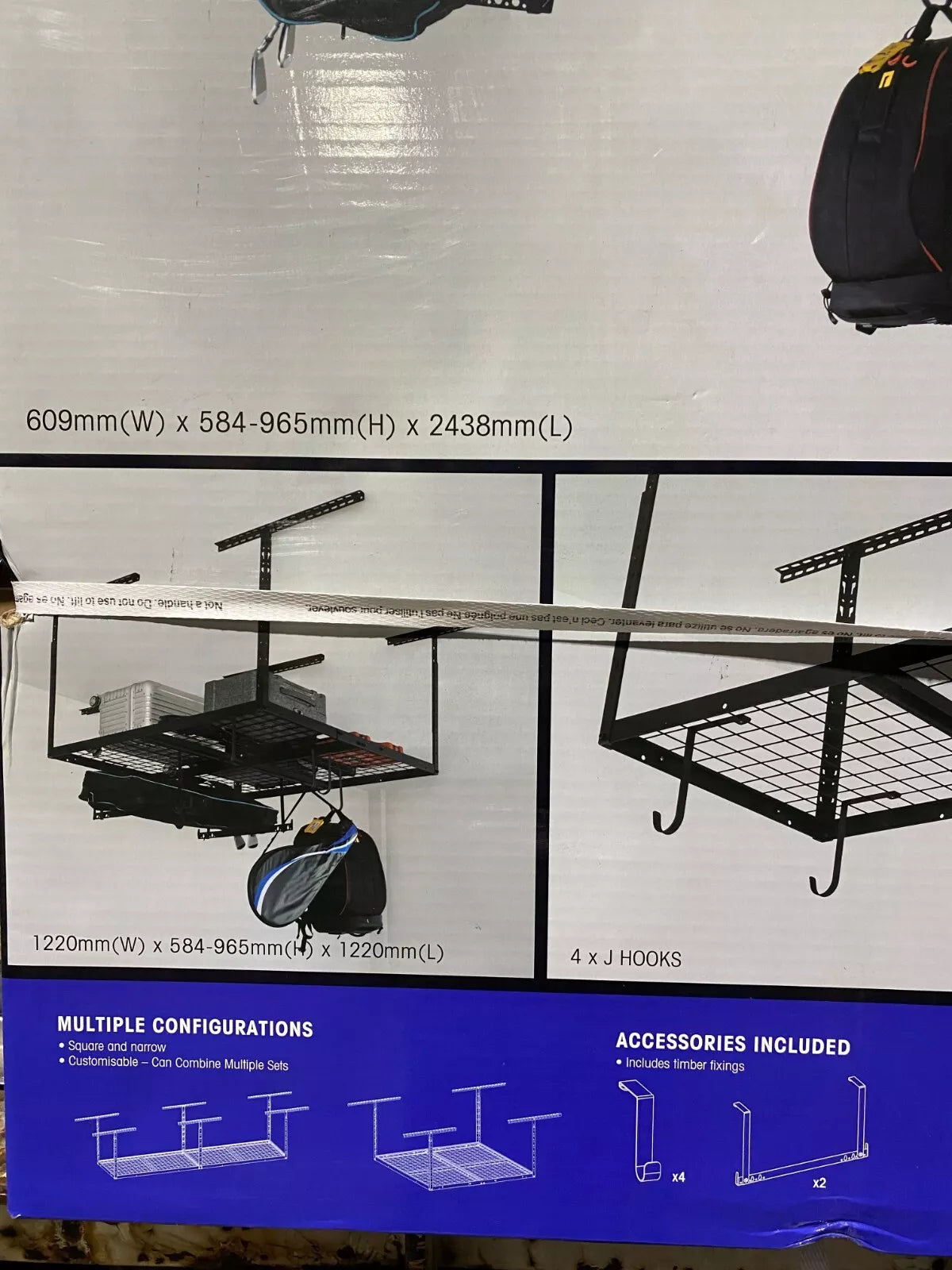 GARAGE OVERHEAD STORAGE RACK MULTIPLE CONFIGURATIONS HOLDS UP TO 340kgs EASY DYI