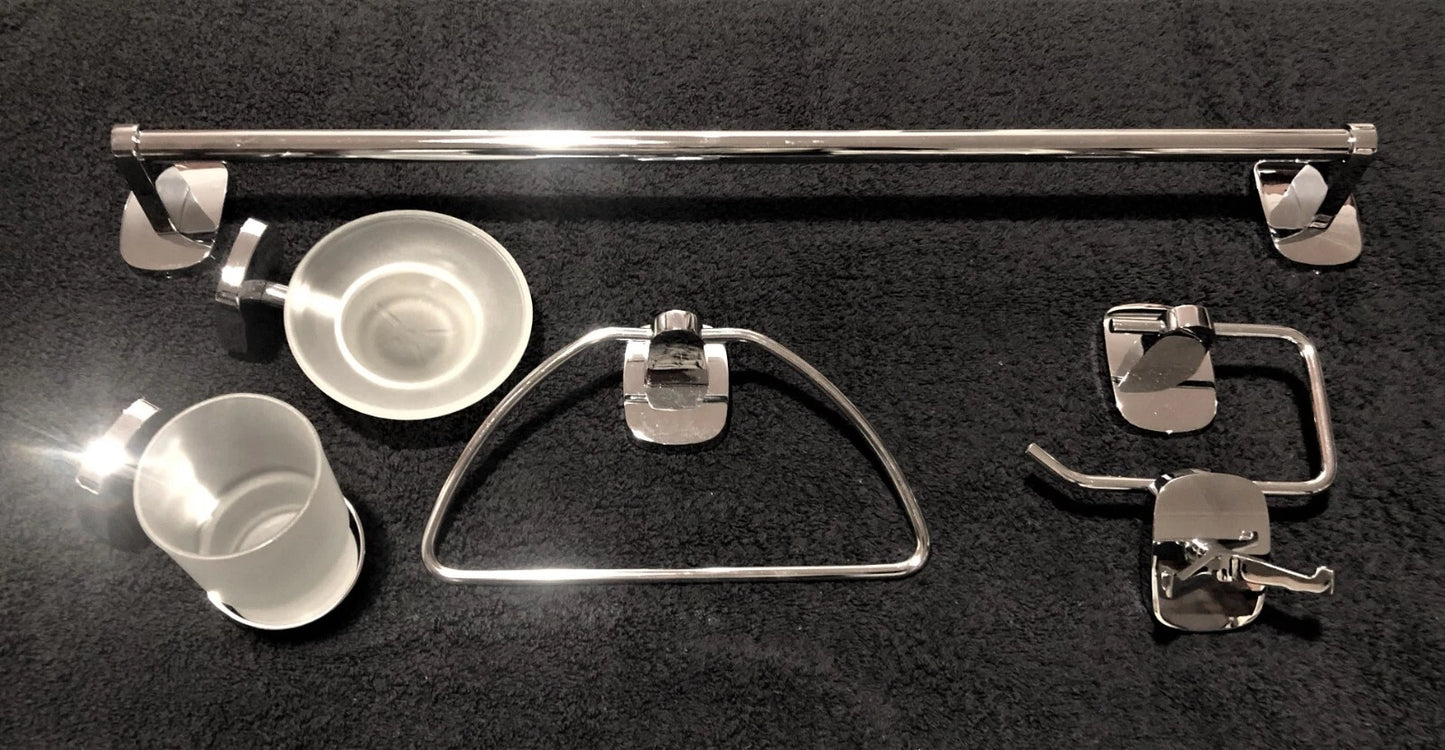 10 x 6Pce Ursa Bathroom set-Towel rail, hook roll &soap holder & more