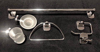 10 x 6Pce Ursa Bathroom set-Towel rail, hook roll &soap holder & more