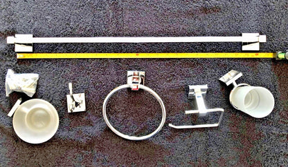 6pcs Chrome LYRA Bathroom Accessories Set,Towel Rail,Toilet Roll Holder &more