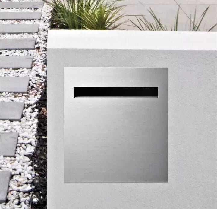 Sandleford Vista A4 Rear Open Brick Insert Letterbox - SSteel Front / Black Back