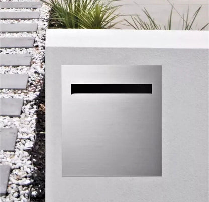 Sandleford Vista A4 Rear Open Brick Insert Letterbox - SSteel Front / Black Back