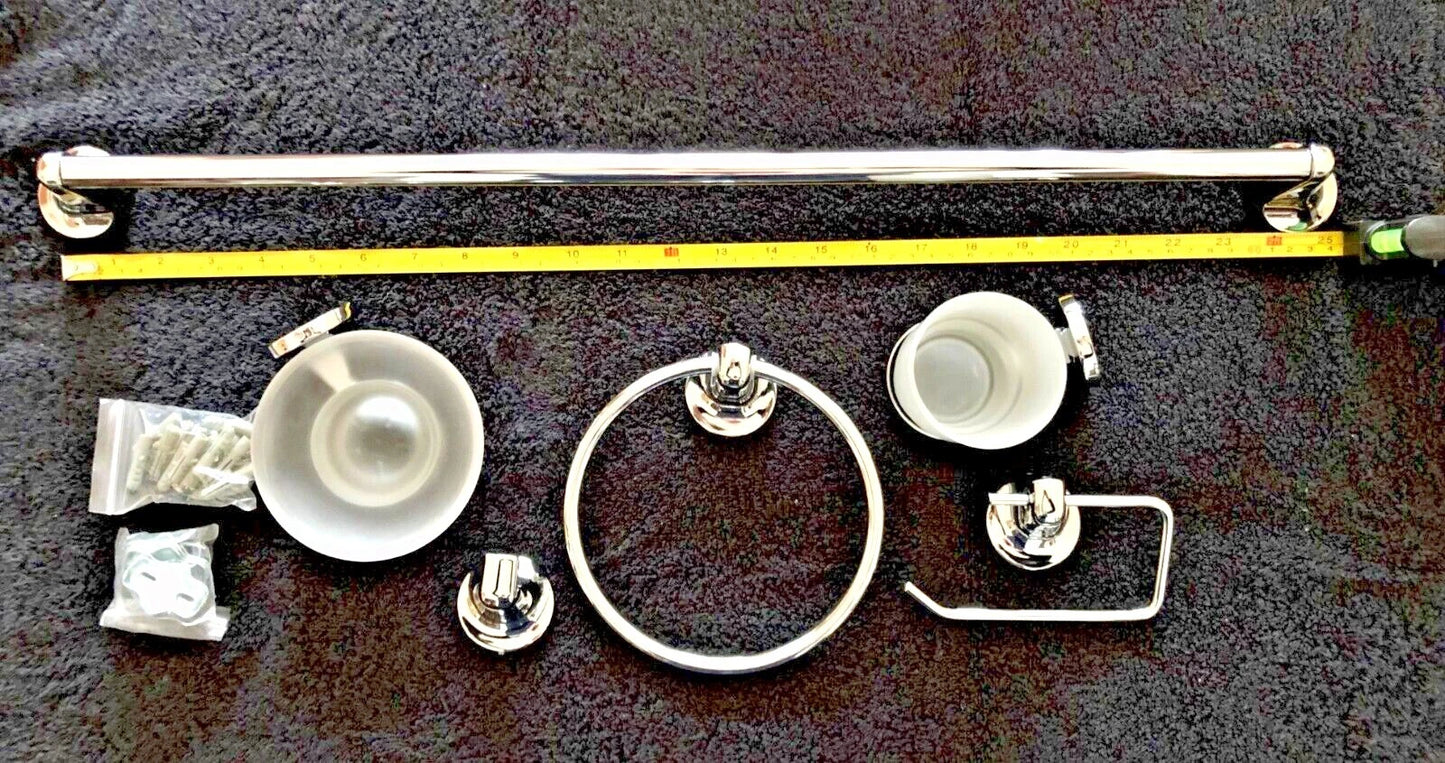 Chrome Bathroom Accessories Set 6 Piece Hardware