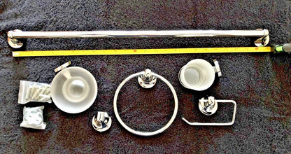 Chrome Bathroom Accessories Set 6 Piece Hardware