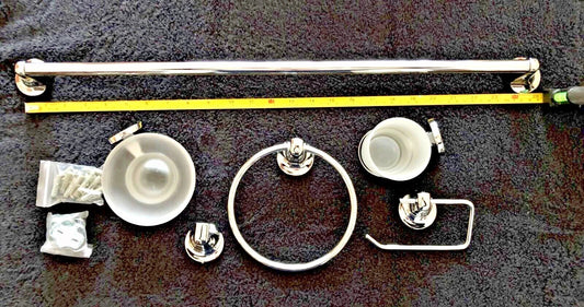 Chrome Bathroom Accessories Set 6 Piece Hardware