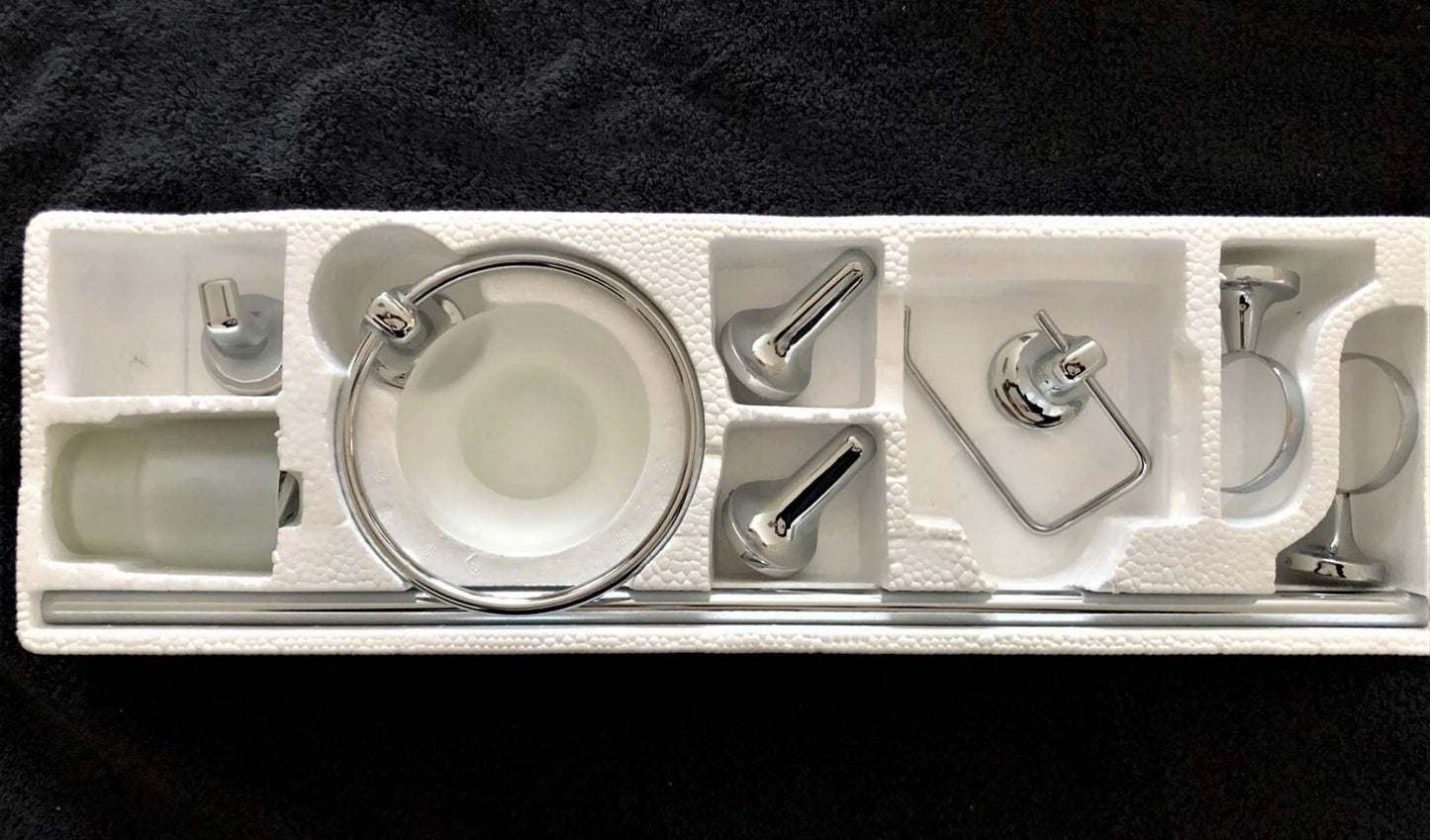 Chrome Bathroom Accessories Set 6 Piece Hardware